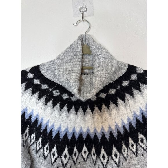 Aspen Faire Isle Turtleneck Ski Sweater Gray Soft Cozy Pullover Polyester Wool S - Picture 4 of 7